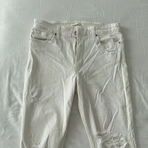 Joe's Jeans White Skinny Jeans with Frayed Hem